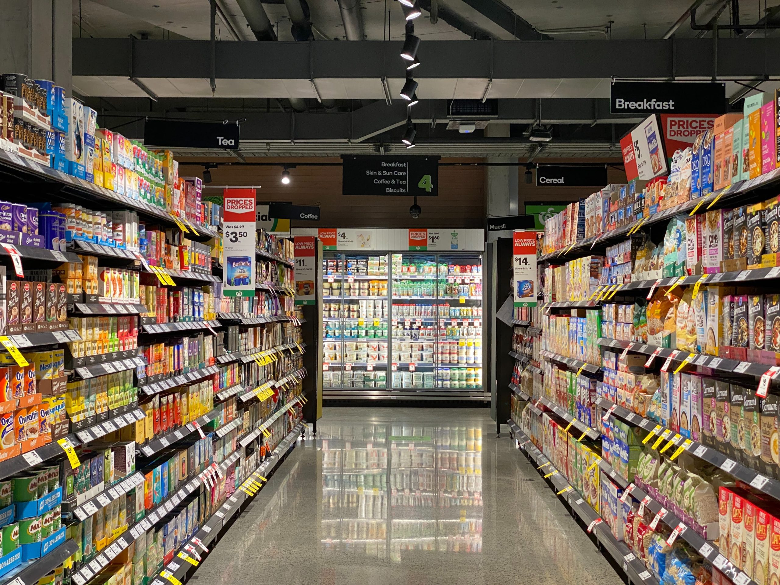 empty grocery aisle
