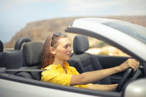 woman driving car