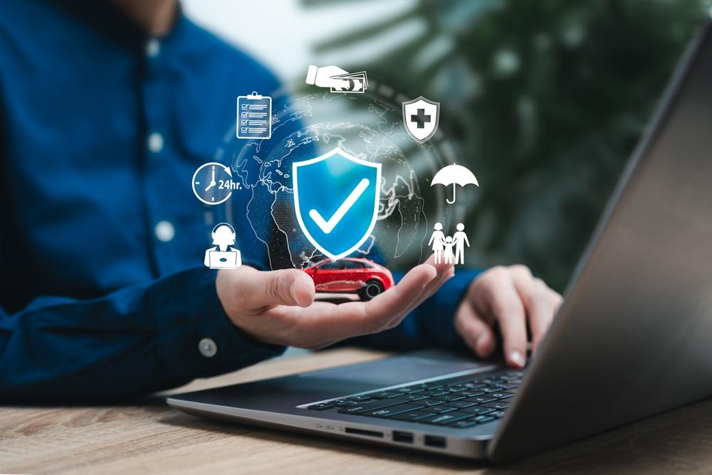 Insurance online agent, Global Transport protection concept, Businesswomen show Insurance icon, Insurance company clients, Lifetime protection, Life, Family, Health, Financial, Travel Car risk