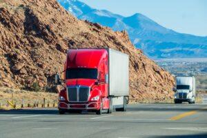 Semi Truck on Highway, USA. Trucking in Utah, USA