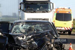 Commercial truck involved in a Texas highway crash illustrating who may be liable in a truck accident