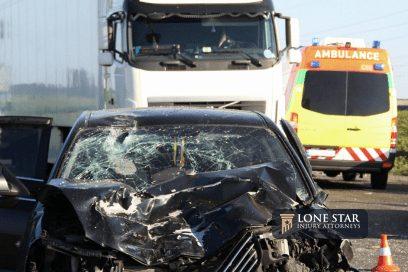 Commercial truck involved in a Texas highway crash illustrating who may be liable in a truck accident